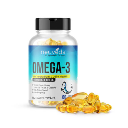 Neuveda (Omega-3) Fish Oil Capsules for Bone, Heart & Joint Health : 500mg 60 Softgels